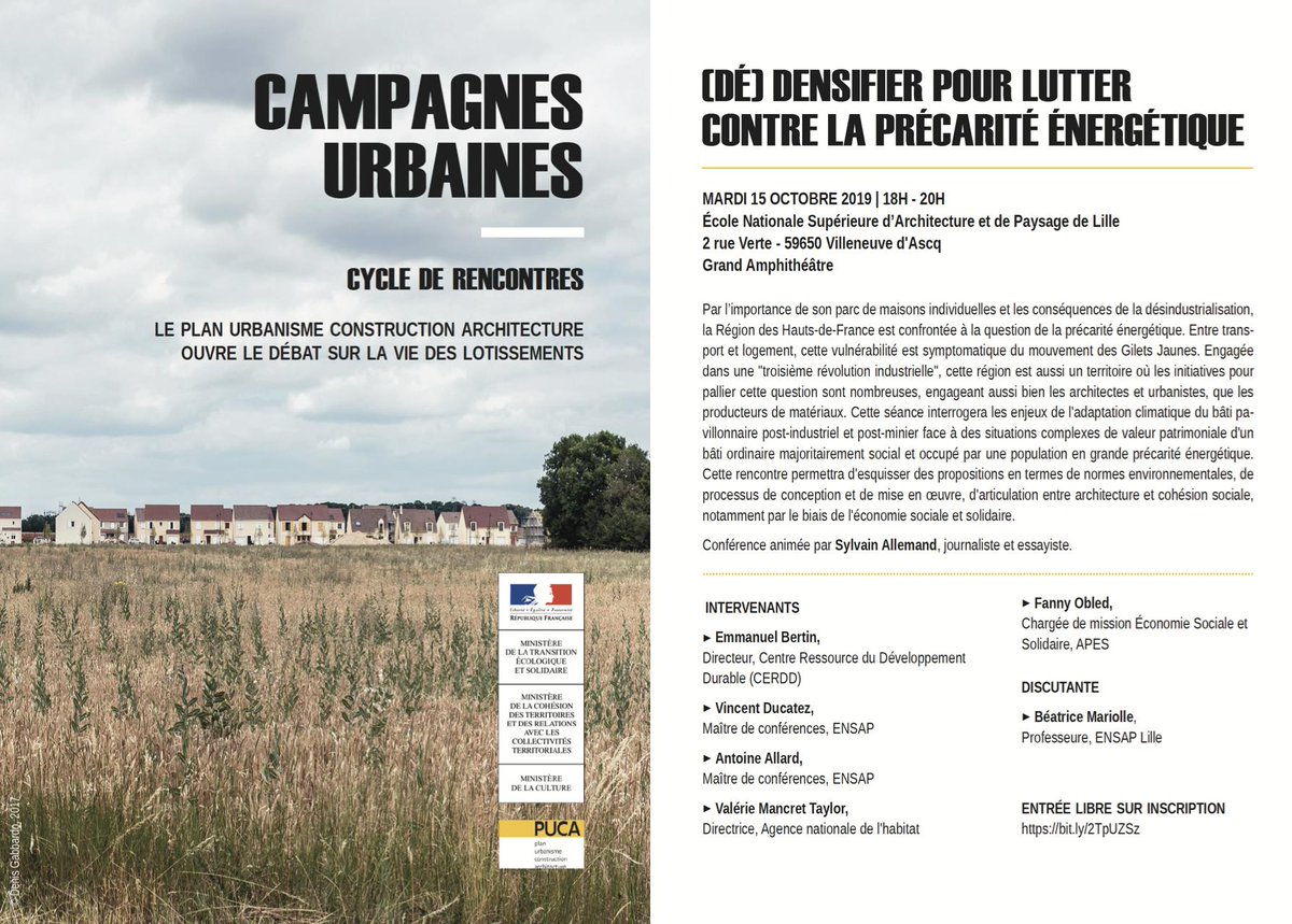ENSAPLille's tweet photo. #teamarchi #teamurba #teampaysage #conférence à l'@ensapl avec le @popsu_puca le mardi 15/10 à partir de 18h : Densifier pour lutter contre la précarité énergétique
@Min_Territoires @Min_Ecologie @MinistereCC https://t.co/O5lyjIiz2W