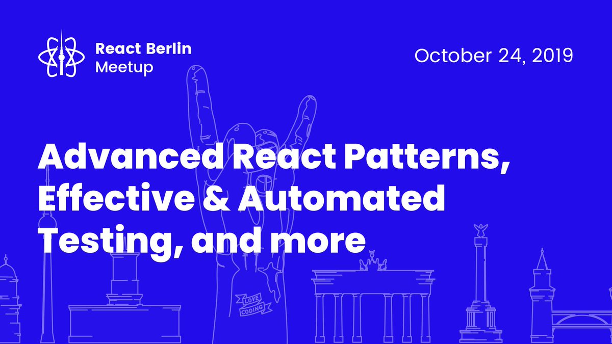 reactdayberlin's tweet image. It's time for our community to meet once again – join us at the upcoming Meetup happening on Oct 24: buff.ly/2otyzoB
We'll discuss advanced React patterns (@OhansEmmanuel), and how to test your application effectively (@Mohamed3on) & in an automated way (@vitorreisdev).