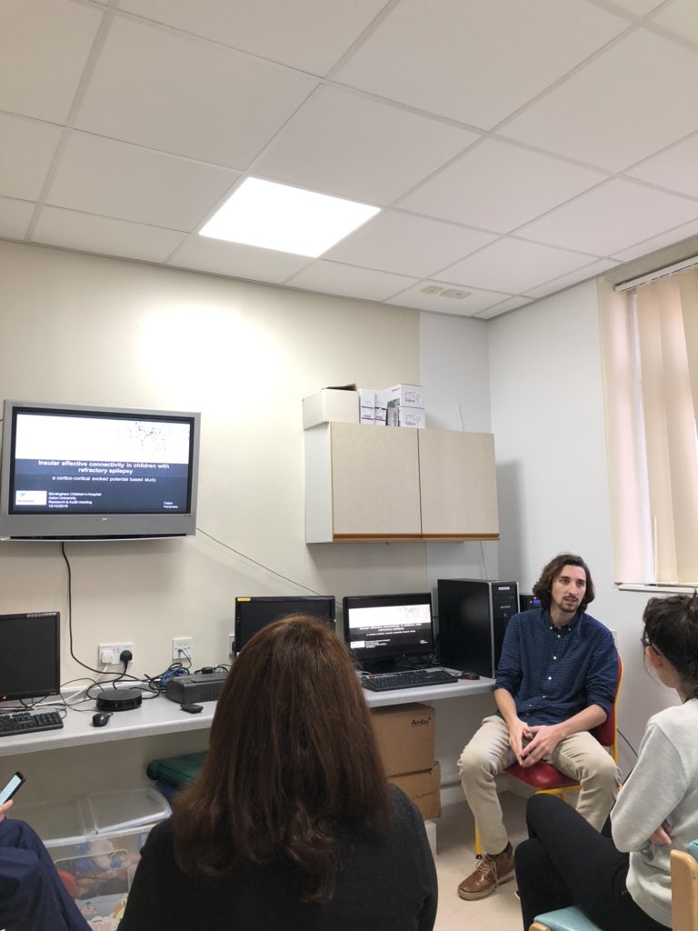bch_neurophys's tweet photo. Today is our quarterly #research and #audit meeting in #Neurophysiology and we welcome 3 #phd students attached to our department and @aston_brain. Next, Fabio describes his project using our sEEG data in #paediatric brain connectivity #CCEPS https://t.co/EezCpVBfVG