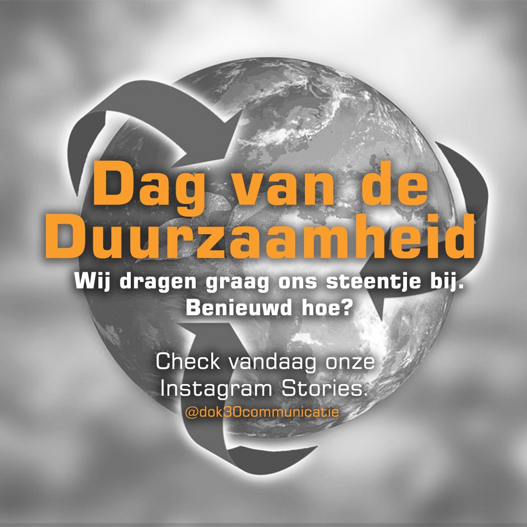 DOK30_nl's tweet photo. Hoe vier jij de dag van de duurzaamheid? Volg ons op instagram en zie hoe wij omgaan met duurzaamheid. ♻️🌱 #dagvandeduurzaamheid #duurzaam #prlife #sustainability #duurzaambureau #sustainableagency #prbureau https://t.co/CHjbg2iU0n