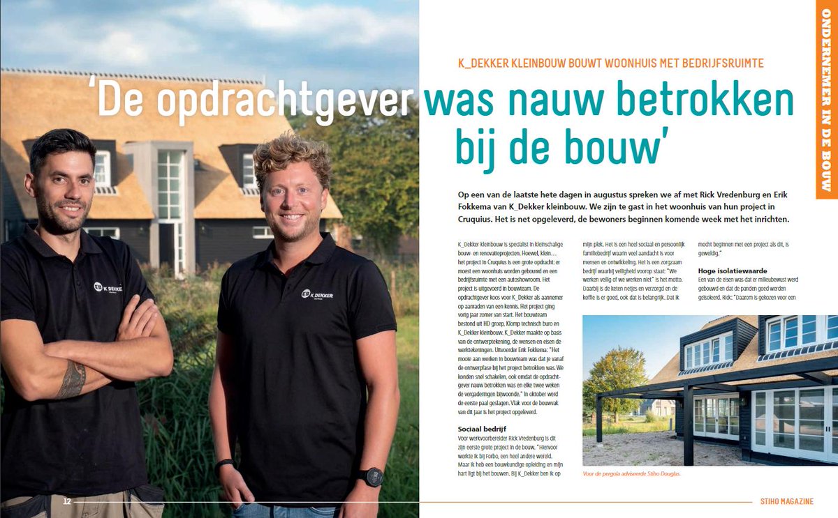 Rick Vredenburg en Erik Fokkema vertellen in het Stiho Magazine over de realisatie van een woonhuis met bedrijfsruimte in Cruquius. Lees hier het artikel: kdbv.nl/de-opdrachtgev…