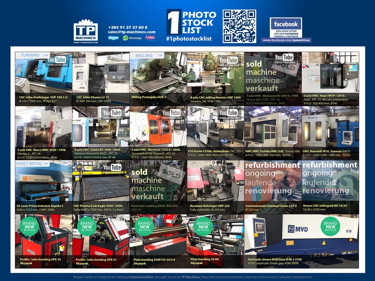 Tp Machines Latest 1photostocklist Is Here Check Out Machines Available For Sale Some Interesting New Entries Available Sales Tp Machines Com For More Details Tpmachines Machinetools Hurco Haas Microcut Mandelli Primapower