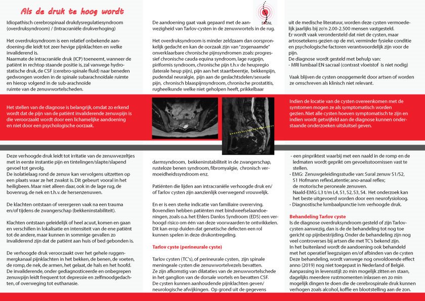 SOSNL_NL's tweet image. #Symptomatische #TarlovCysten (STC’s) is een #progressieve #neurologische #aandoening met als onderliggende oorzaak #idiopathische #verhogingen vd #hersendruk. #radiologen #neurologen #neurochirurgen #urologen #gynaecologen #MDL #geneticus nodigen we graag uit op t SOSNL-forum
