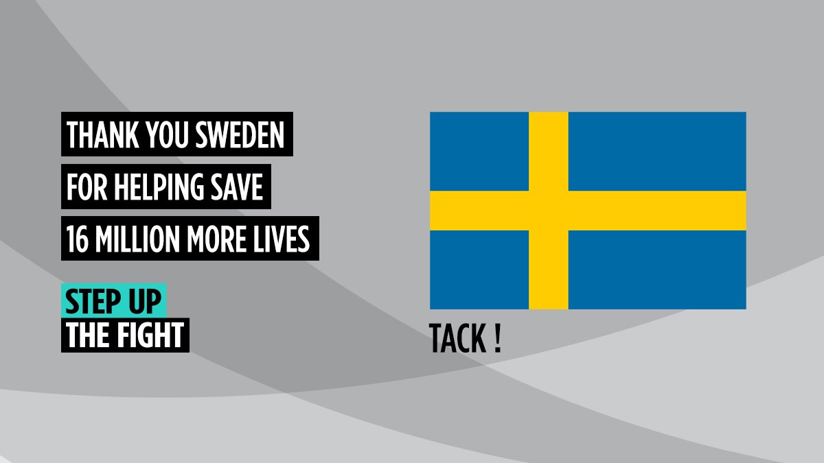 GlobalFund's tweet photo. Sweden pledges SEK2.85 billion to the @GlobalFund – 14% increase. Thank you! #StepUpTheFight

La Suède promet 2 ,85 milliards de couronnes suédoises au Fonds mondial – une augmentation de 14%. Merci ! #AccélérerLeMouvement

@SweMFA @MinisterPeterE @Utrikesdep https://t.co/9W2tP84cHW