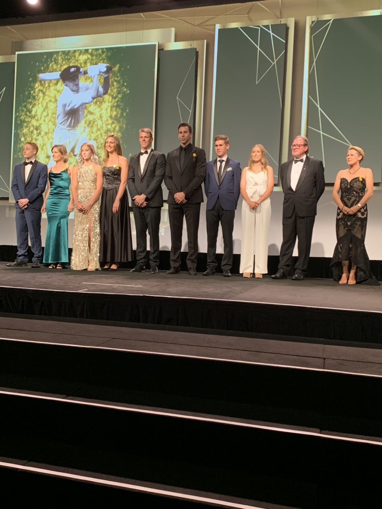 Congratulations to the 2020 recipients of the #SAHOF Scholarship and Mentoring program, pictured with chair of the selection committee three-time World Aerobic Champion Sue Stanley, &amp; their mentors.