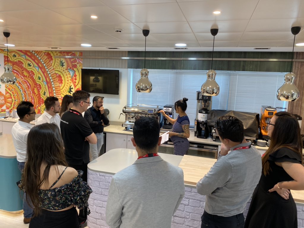 slovegrov's tweet photo. Baristas having their briefing ahead of today’s championships! Good luck everyone! @compassgroupuk @UCCCoffeeUK @SCAEUK @BRITAPRO @WCMilk @BUNN @nuovasimonelli https://t.co/sOctfgq16x