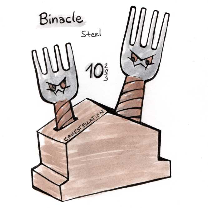 Cakestellation's tweet image. day 10: steel #binacle
forks.
#pokemon #inktober #Inktober2019
