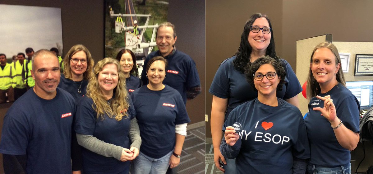 LewisTreeSvc's tweet image. Today, we have an ESOP fashion quiz: who wore it best? Our vote is with Stacey W. in IT for wearing her I ❤️my ESOP shirt backwards. #FashionHack #EOMESOP #EmployeeOwnershipMonth #FashionWeek #ROC