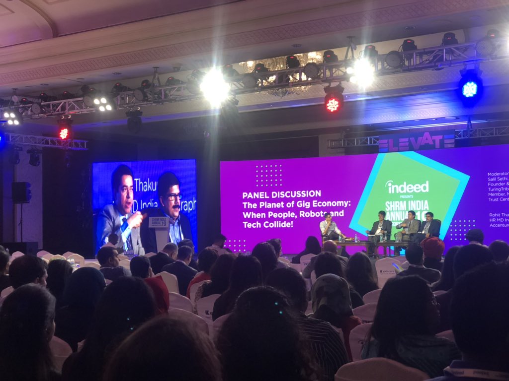 BIWorldwide_In's tweet photo. Understanding Gig Economy, Panel Discussion with Salil Sethi, Rohit Thakur, Raghavendra K and Sudheer Noohu. Quite a lot of inspiration going around here.
#BIWMOI #TalkInspiration #SHRMIAC19 https://t.co/nbRTyB5Ph1