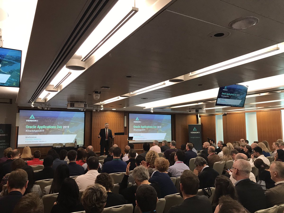 gatt_morman's tweet photo. #RT @version1: Full house for Paddy Meany’s Welcome and Opening Remarks #OracleApps2019 #insideversion1 https://t.co/TPgGmgbYNJ