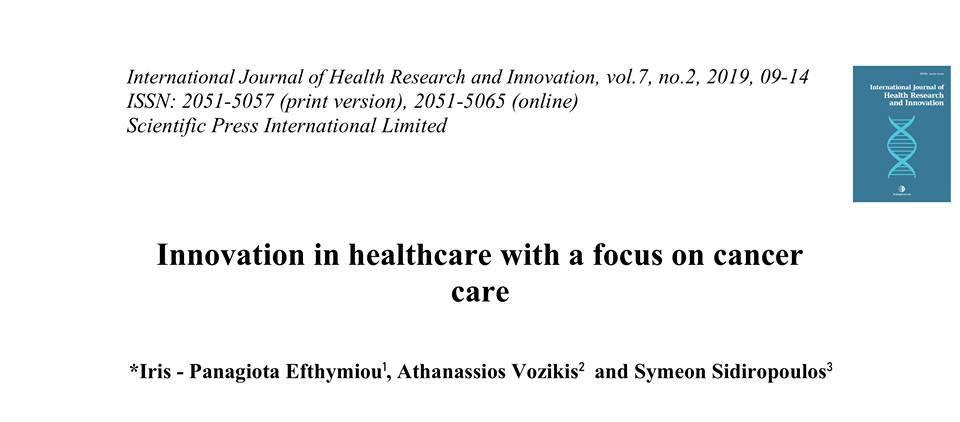 IrisEfthymiou's tweet photo. I am very proud to announce our newest paper in the @internationaljournal of #HealthResearch and #innovation Innovation, with Prof @avozik and @SimosSidiropoul
#Labhem #hapsc #εοπε #unipi #oncology https://t.co/QsEMXeMMqt