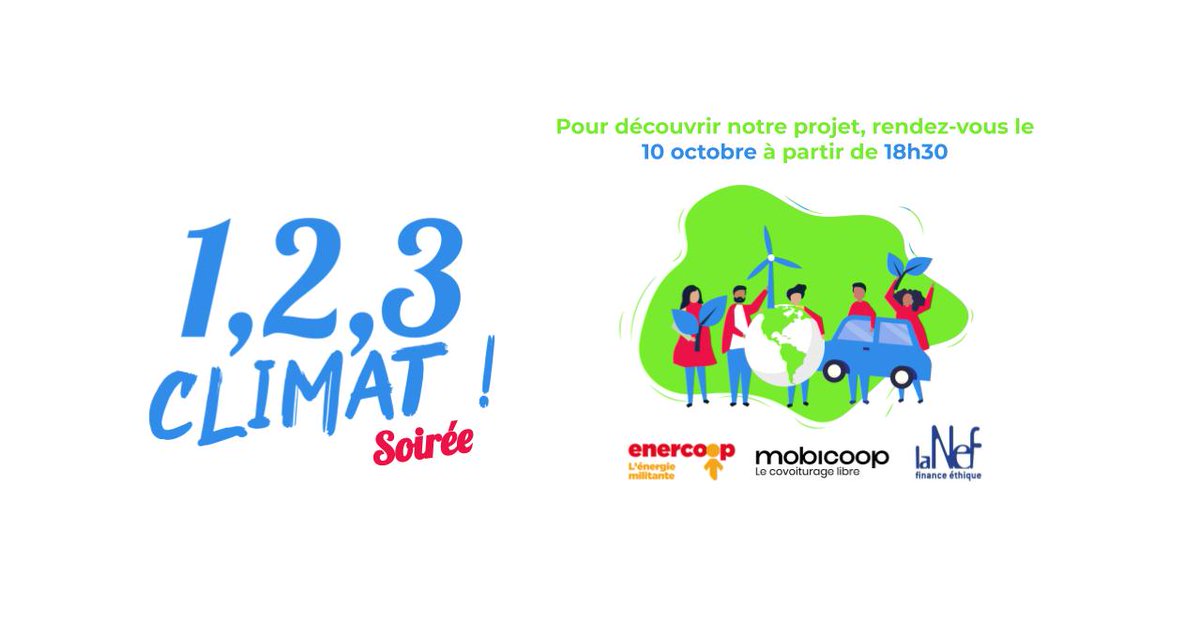 RDV ce soir au Café des Pangolins à partir de 18h30 pour un apéro 1, 2, 3 Climat ! Les 3 coopératives @Enercoop_SCIC <a href="/Mobicoop/">Mobicoop - La mobilité partagée</a> et <a href="/laNef_/">La Nef, pour la banque éthique</a> s'associent pour vous présenter les alternatives concrètes qu'elle proposent dans les domaines clefs de l'énergie, la finance et la mobilité