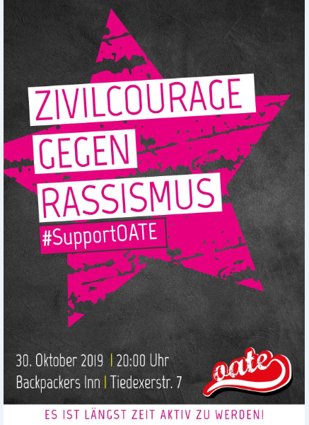 OATEinbeck's tweet photo. Unser nächstes offenes Treffen findet am 30.10.19 im #BackpackersInn statt. Kommt vorbei und macht mit. Get Organized! #SupportOATE #Einbeck https://t.co/lmJiWhHLW2