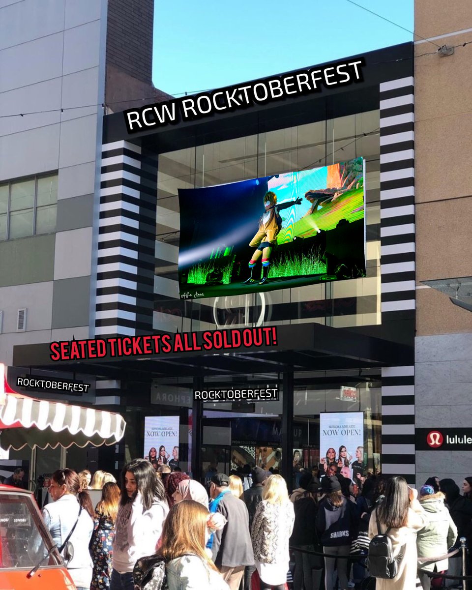 thatjimmycguy's tweet photo. Did you βCβ them all lining the streets of Adelaide just to snag the hottest ticket in town?! Seated tickets for #RCWRocktoberfest are ALL SOLD OUT!! But LIMITED GENERAL ADMISSION is still available NOW from @moshtix! Donβt miss out!! Be there LIVE at #HQComplex TOMORROW NIGHT!!! https://t.co/g5mxuYnKB1