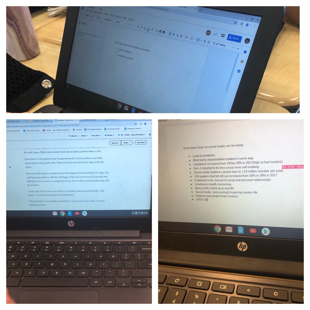 katlager's tweet photo. Practicing our #jotnotes game while learning about the links between #socialmedia and #loneliness @AlloaPS #Health https://t.co/OkSA5CXx8h