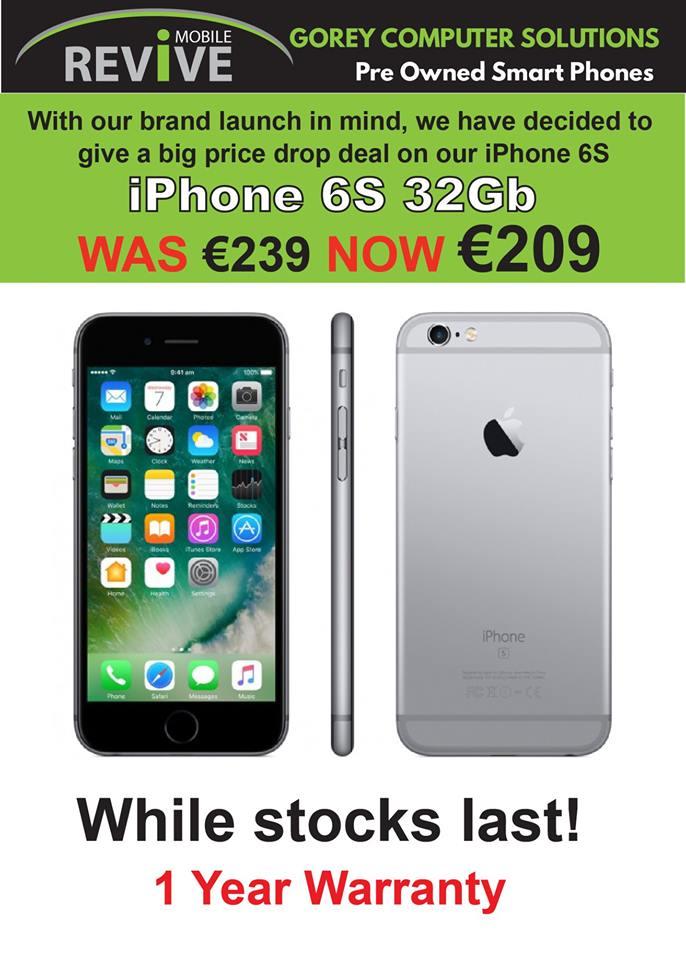 ArklowComputer's tweet image. We are doing it again... Deals, deals, deals... iPhone 6S 32Gb Price Drop! WAS €239, NOW €209. While stocks last. Savings club available, with no interest added. #Arklow #Gorey
