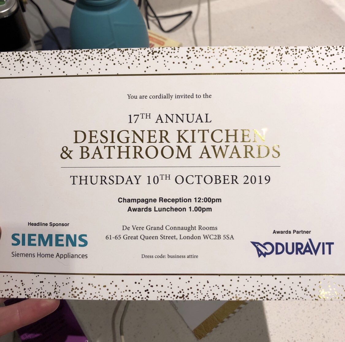 On our way to the prestigious  #DesignerKBAwards, finalists in the Kitchen Design of the Year, keeping our fingers crossed for a win and a @cdukltd Big D! @designerKBaward @DesignerKBMag @MartinAllenSmth