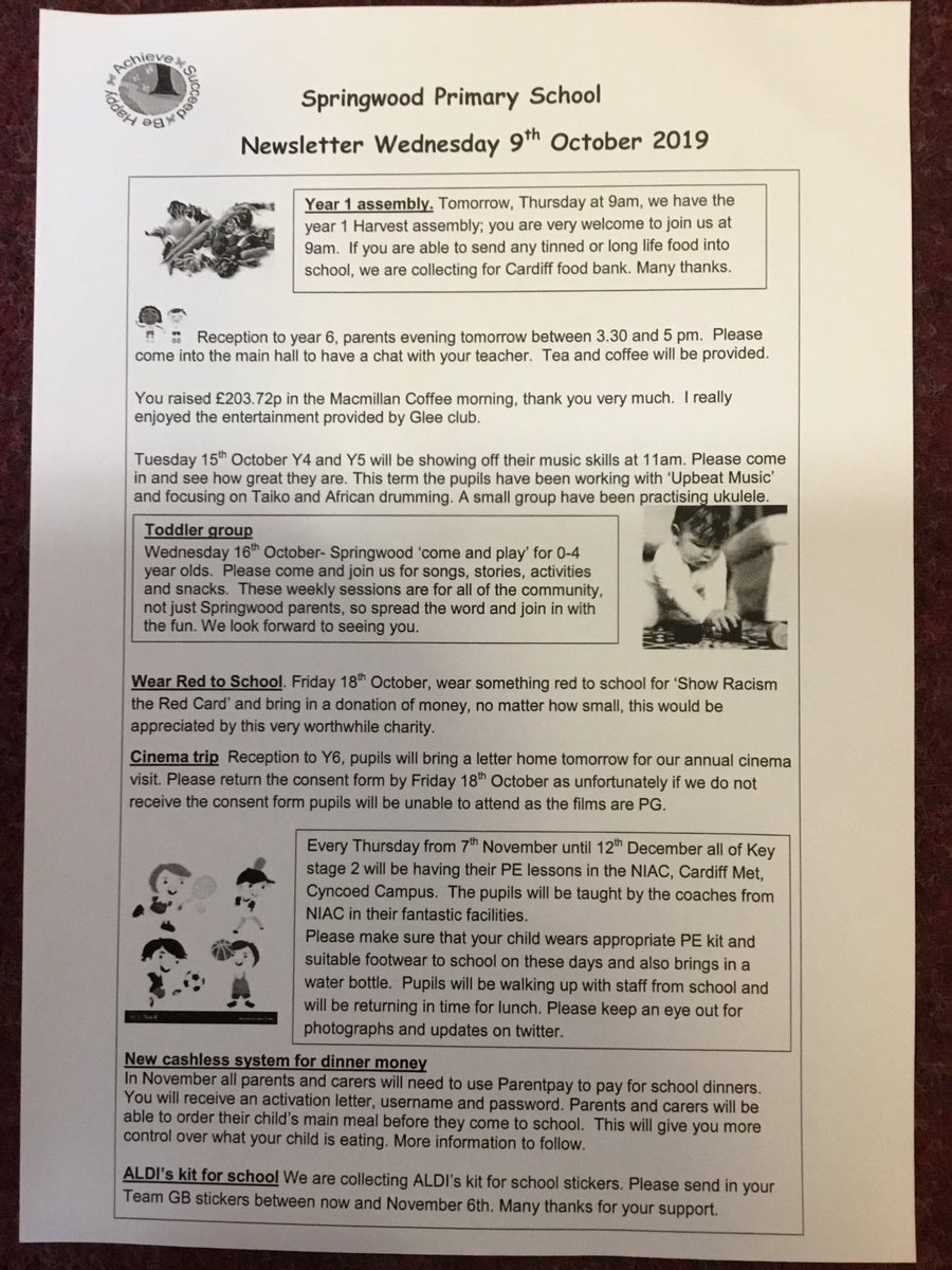 Springwood_Prm's tweet photo. There is lots going on the next few weeks, so here is the newsletter.
Remember it is parents evening tonight. Feel free to drop in from 3.30 till 5 pm for a tea or coffee and a chat to your child’s teacher.
#springfamily #springevents #springvoice https://t.co/ijdu9YvNTw