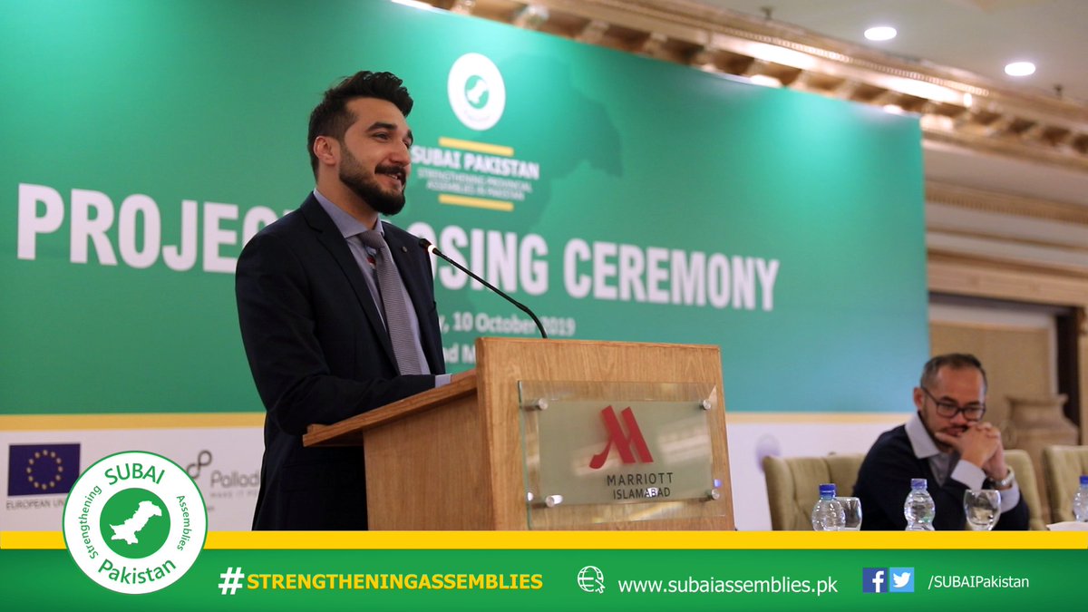 SUBAIPakistan's tweet photo. Mr @AliKazmiM, Strategic Coord Advisor @SUBAIPakistan shared his journey with the EU's YPA programme which started from the federal Parliament and was extended to the provinces through #SUBAI. 

#StrentheningAssemblies #EUinPakistan #SUBAIClosingCeremony https://t.co/B1pTsgJoBS