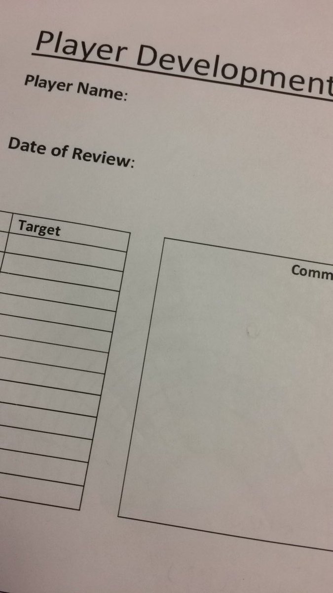 Player development plan, targets for players and players can aim for improvement