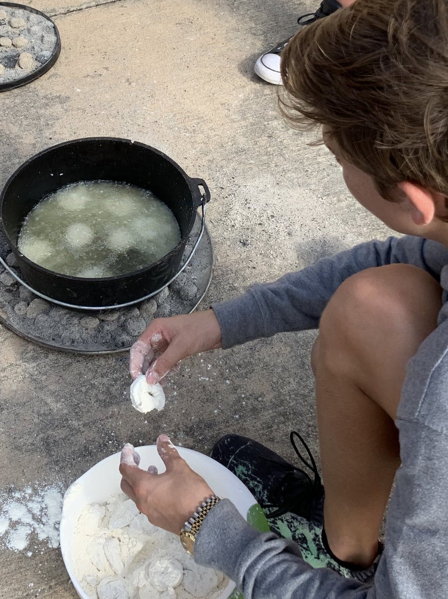 @cjlabhart and her @PISDReynolds Outdoor Ed class doing a little outdoor cooking.  It’s liking watching the @FoodNetwork out here. #WeAreProsper #WeAreReynolds #WeAreChefs