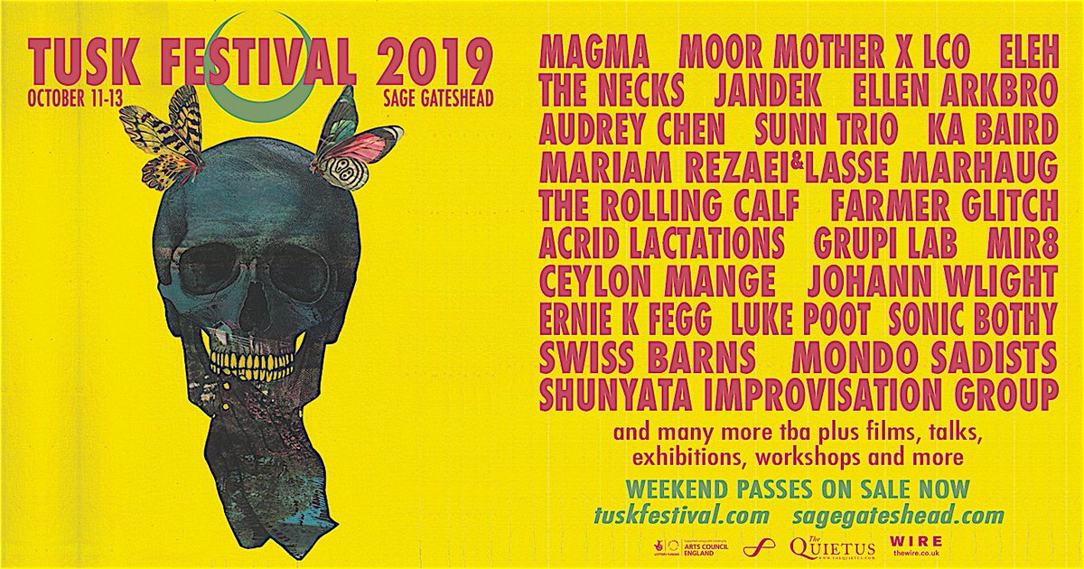 The Glasshouse International Centre for Music (@glasshouseicm) on Twitter photo It's almost time! This weekend (11 - 13 October) @tusk_music Festival takes over <a href="/Sage_Gateshead/">Sage Gateshead</a>! Featuring #MAGMA, <a href="/moormother/">poetry</a> x <a href="/LCOrchestra/">LCOrchestra</a>, #Jandek, <a href="/TheNecks/">The Necks</a> and more.
🎫 bit.ly/2Vsv264 It's almost time! This weekend (11 - 13 October) @tusk_music Festival takes over <a href="/Sage_Gateshead/">Sage Gateshead</a>! Featuring #MAGMA, <a href="/moormother/">poetry</a> x <a href="/LCOrchestra/">LCOrchestra</a>, #Jandek, <a href="/TheNecks/">The Necks</a> and more.
🎫 bit.ly/2Vsv264