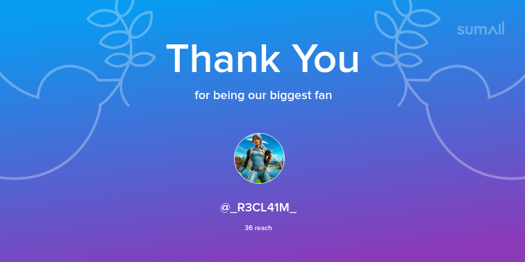 TechSippin's tweet image. Our biggest fans this week: _R3CL41M_. Thank you! via sumall.com/thankyou?utm_s…