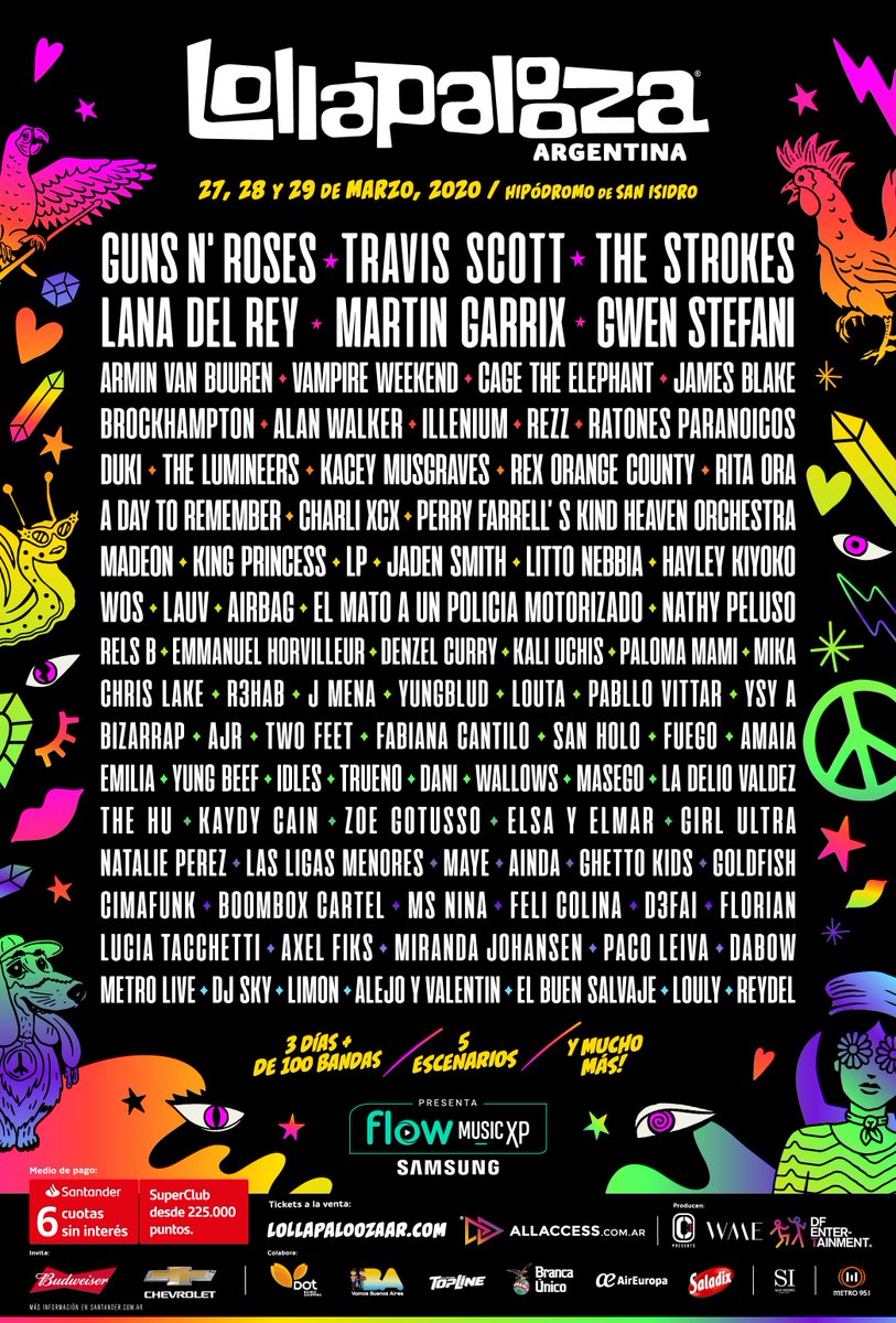 lollapaloozaar's tweet photo. 💥¡La espera terminó! 💥
🔥Conocé el #Lineup de #LollaAR 2020 🔥
🎟 Conseguí tus entradas en #Preventa4 en https://t.co/9fLBAk00NQ 🎟
¡No te quedes afuera! https://t.co/VQ7PtKz3MS