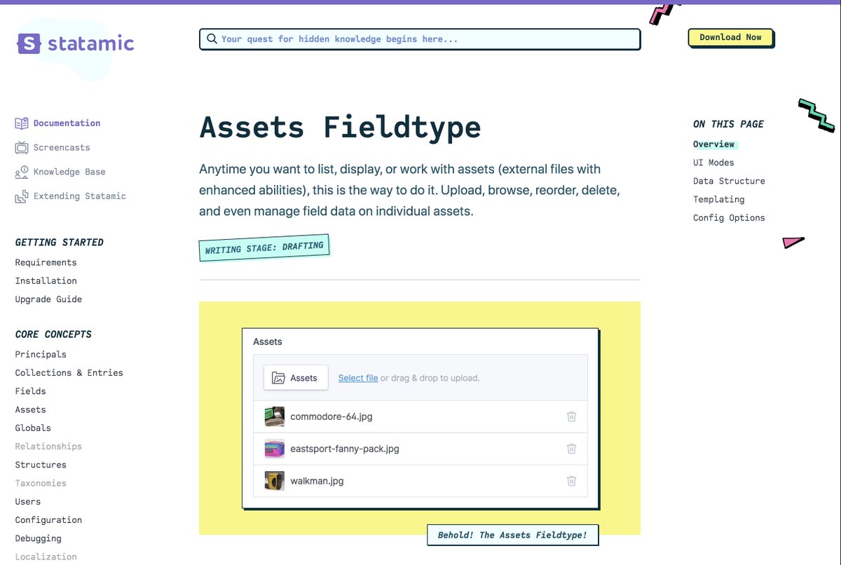 jackmcdade's tweet image. I’ve been working on the #statamic v3 documentation for a few weeks straight now. My bar is a lot higher than v2 and it’s taking longer than I planned, but am very happy with ‘em so far. 

Good docs are worth their weight in gold.