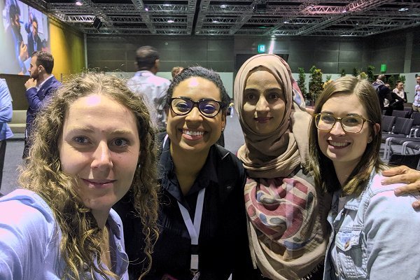 RCClimate's tweet photo. Red Cross Red Crescent women's voices at #redinnovation; lining up the selfie at L is @jessicarobynf, other IDs in caption; thankyou @QRCS for hosting this great platform for ideas, new technology or ‘just making things simpler’; @CatalinaJaime2's report - https://t.co/LSZTyp2o79 https://t.co/QsmtJJfhBz