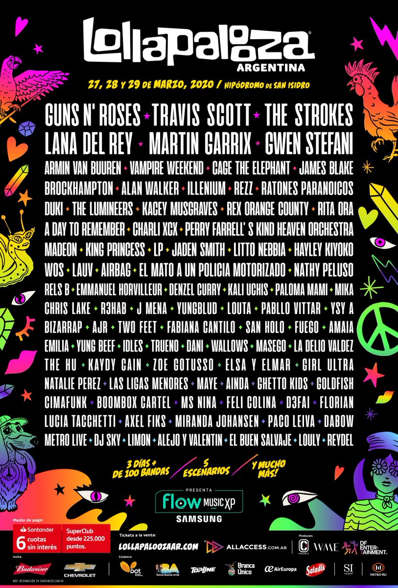 RecitArg's tweet photo. 💥ALGUIEN DIJO #LINEUP? #LollaAR

@GunsNRoses @TravisScott @TheStrokes
@LanaDelRey @MartinGarrix @GwenStefani
Y muchos +

@Lollapaloozaar 2020 📆 27, 28 y 29 de Marzo, Hipódromo San Isidro
🎟 Conseguí tu #3DayPass en #PreVenta4
💳 https://t.co/2XeZqfExhb

Presenta @FlowMusicXP https://t.co/4nFeML8u50