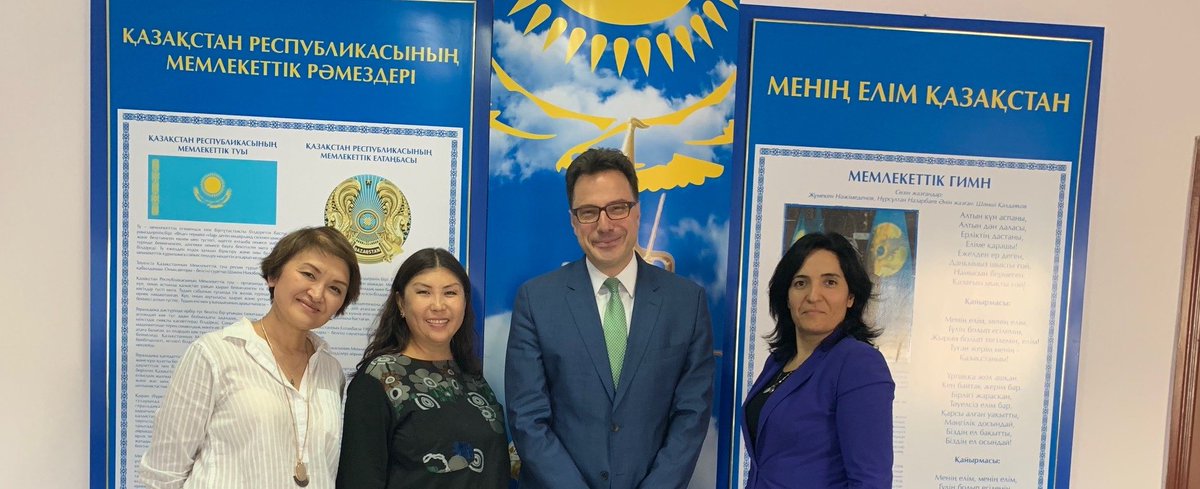 Informative & productive meeting w/ Fatima Kukeeva, American Center director @ #Kazakh National University in #Almaty, #Kazakhstan & her team. I look forward to working with this impressive University affiliated think-tank and thank you for your kind hospitality. @KazNU_official