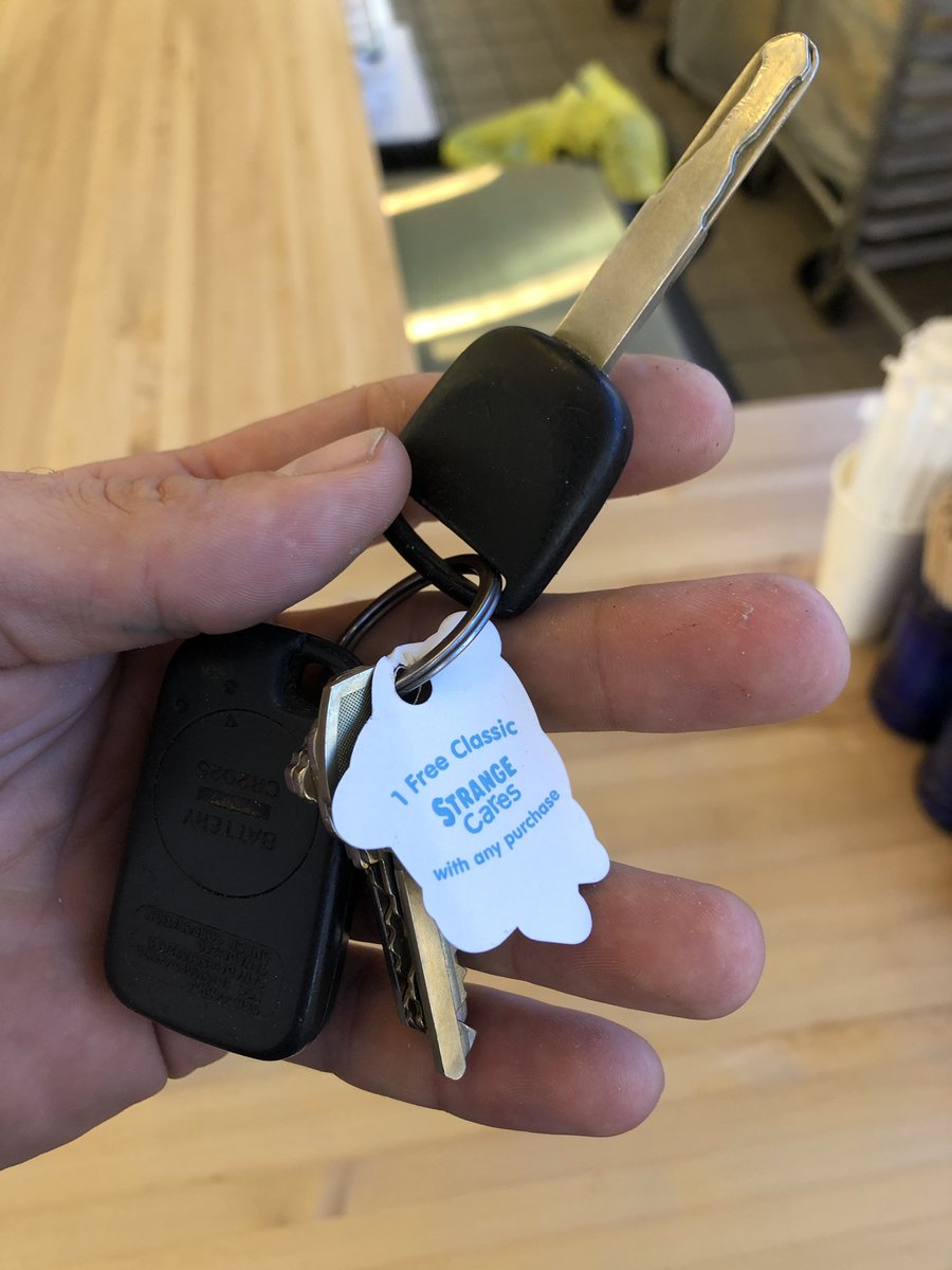 strangedonuts's tweet image. Happy Birthday to us! Pick up a  done dude key tags tomorrow for $10. It’ll get you a free classic everyday for a year. Proceeds benefit @StrangeCares