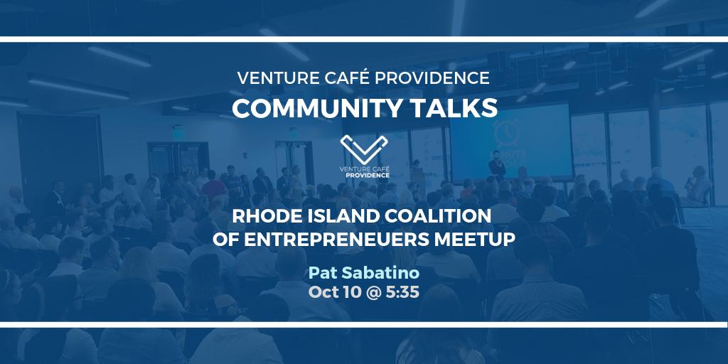 The <a href="/EntrepreneursRI/">Rhode Island Coalition of Entrepreneurs</a> Meetup led by Pat Sabatino TONIGHT at 5:35 will be a discussion on the entrepreneurial ecosystem in RI in order to best identify solutions to address the gaps that exist today! 

LEARN MORE:buff.ly/2ALq9eW