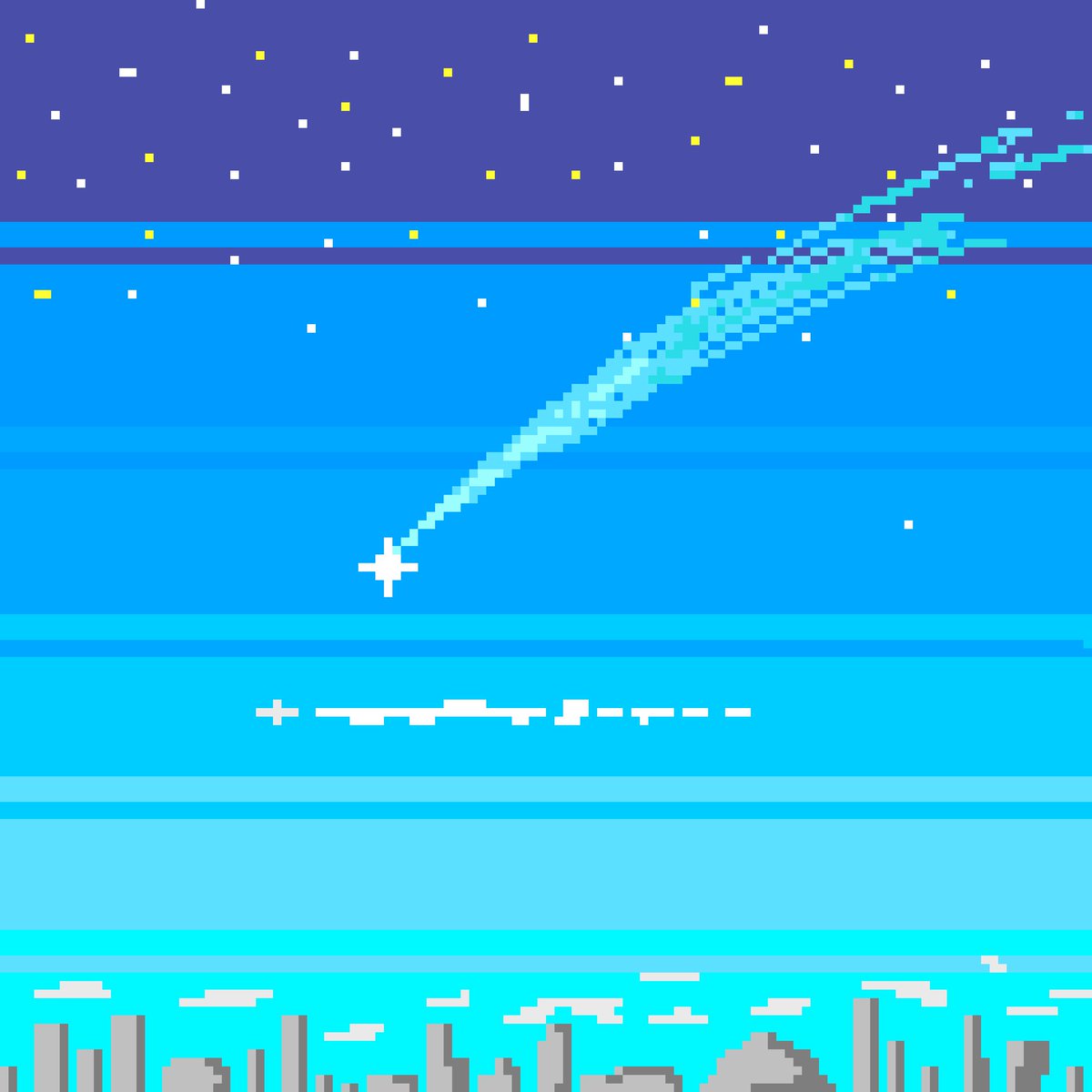 Mi7mi ドット絵を久しぶりに描いてみた ドット絵 空 彗星 星 宙 Dotpict