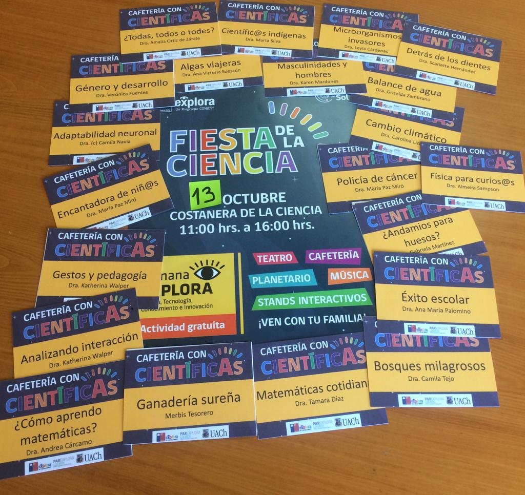 rociojana's tweet photo. Aquí va el variopinto de temas que tendremos este domingo en la #FiestaDeLaCiencia en #ValdiviaCL. "Matemáticas cotidianas", "¿Todas, todos o todes?", "Plantas e insectos", "Física para curiosas/os" entre otras. NO SE LO PUEDEN PERDER, Cafetería CientíficA de 11 a 14.00 hrs!! https://t.co/sakHGzcxgA