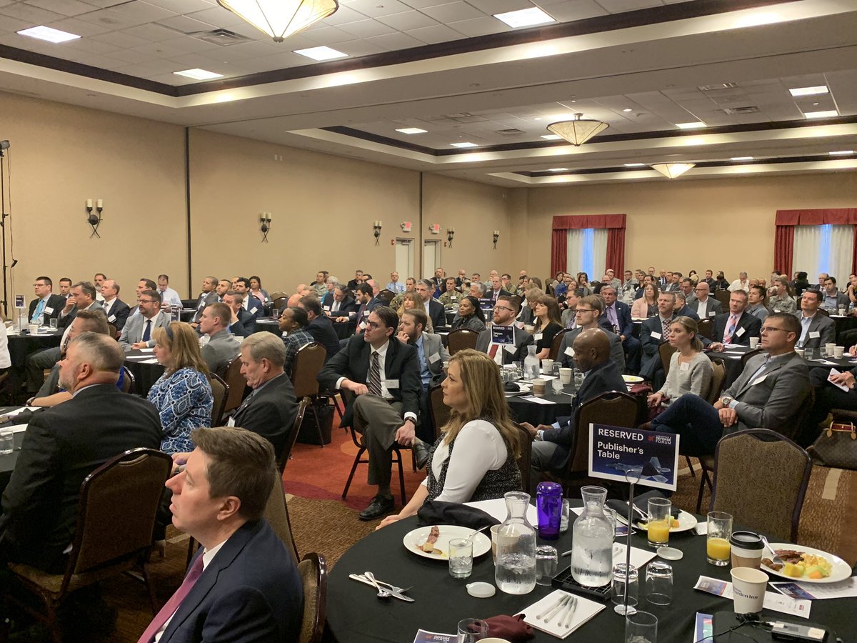 Hoag8's tweet photo. Col. Wright from NASIC at @WrightPattAFB talked to a packed house at the @DBJnews #DefenseForum. @daytonregion https://t.co/P1GA1Pkf7Y