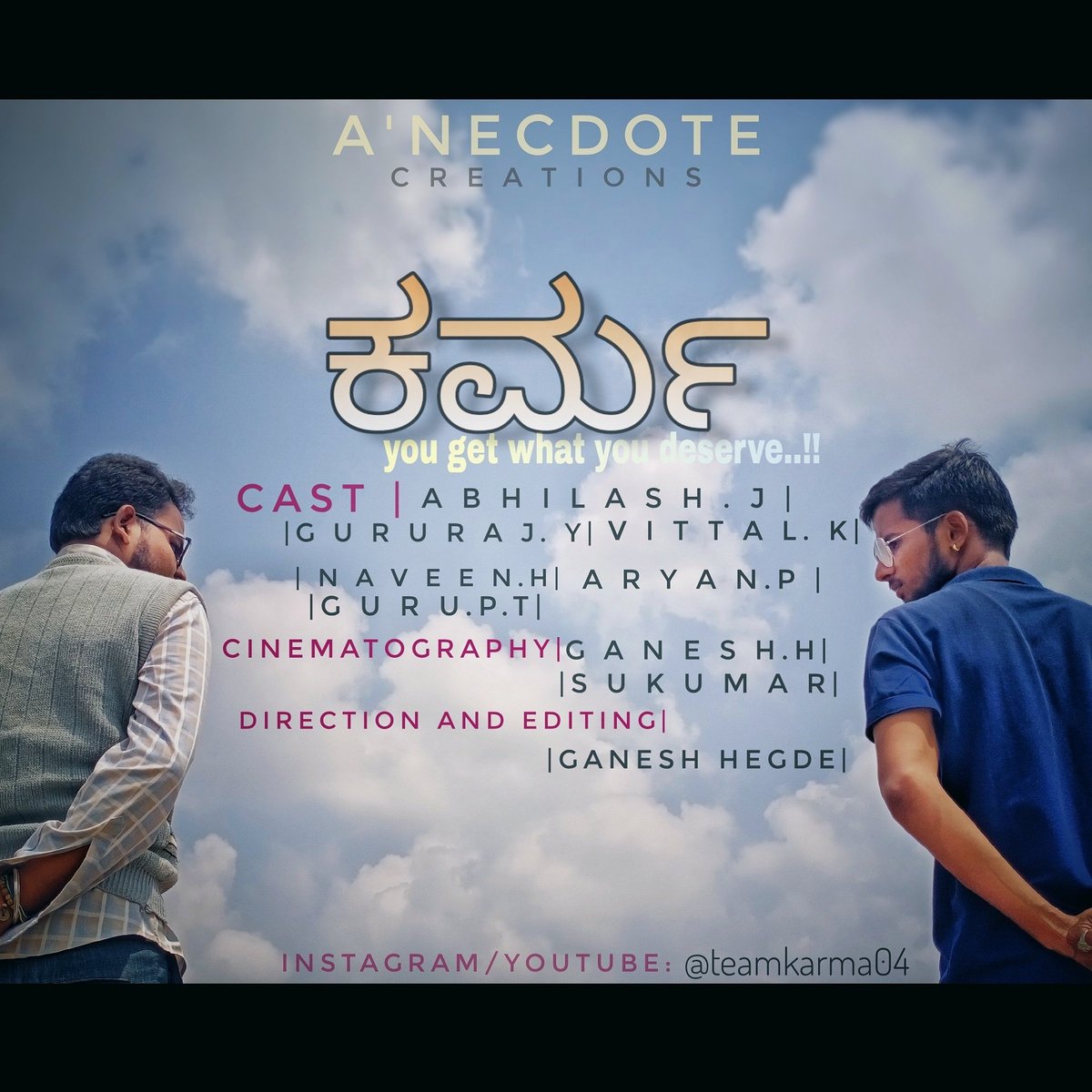 GYaragatti's tweet photo. Our New poster of Short film KARMA. 
realeasiing this weekend pls keep supporting us  #Pailwaan
 #kgfchapter2  #yuvaratnateaser #kannadashortfilm #Guru #Karma #abhi  
Teaser link https://t.co/oZ8VodlEtU 
Promo link https://t.co/zVbqrItwmk https://t.co/qh5lVzWwZv