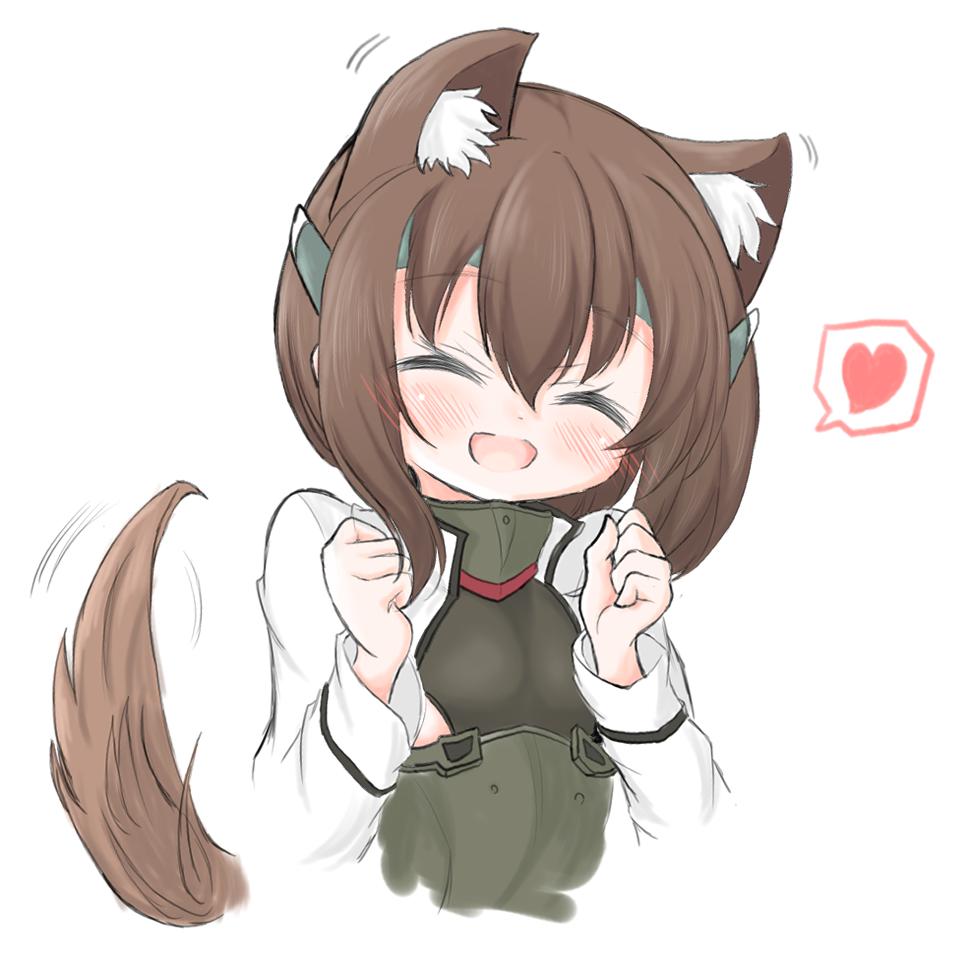 taihou (kancolle) 1girl animal ears solo tail brown hair heart closed eyes  illustration images