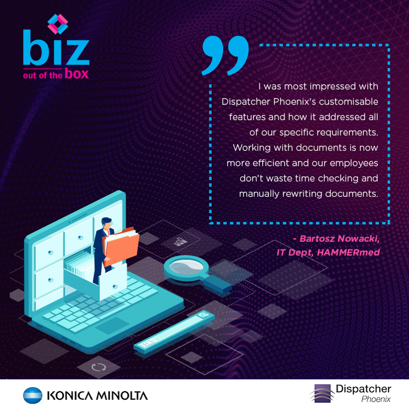 KonicaIndia's tweet photo. Dispatcher Phoenix enabled HAMMERmed streamline their scanning process by indexing documents at the MFP, converting files automatically (OCR), splitting files based on barcode and sending those documents to a shared folder.
For more: https://t.co/oDTt1mGrIs
#KonicaMinolta https://t.co/QqriByVHfK