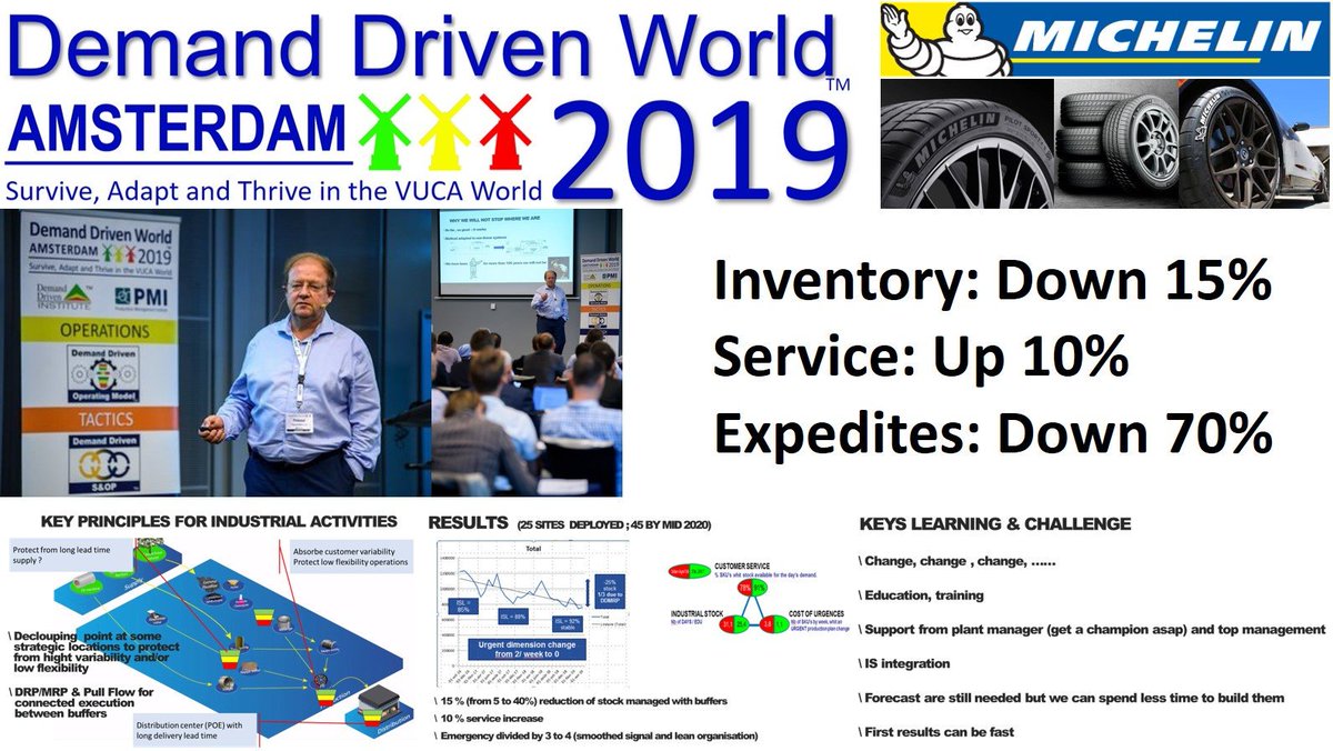 Thibaut d'Herouville, VP Industrial Supply Chain, shares the Michelin journey with #ddmrp across 25 sites.  The implementation will expand to 45 sites in 2020. #ddw2019 #demanddriven #apics #ascm