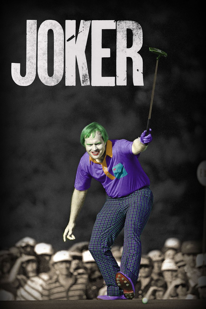 jovineri's tweet photo. Have you seen the new #JokerMovie ? #jacknicklaus #themasters #masters86 #pgatour #claylongdesign #macgregorgolf #goldenbear #thejoker #JackNicholson https://t.co/pUkV6nuCkv