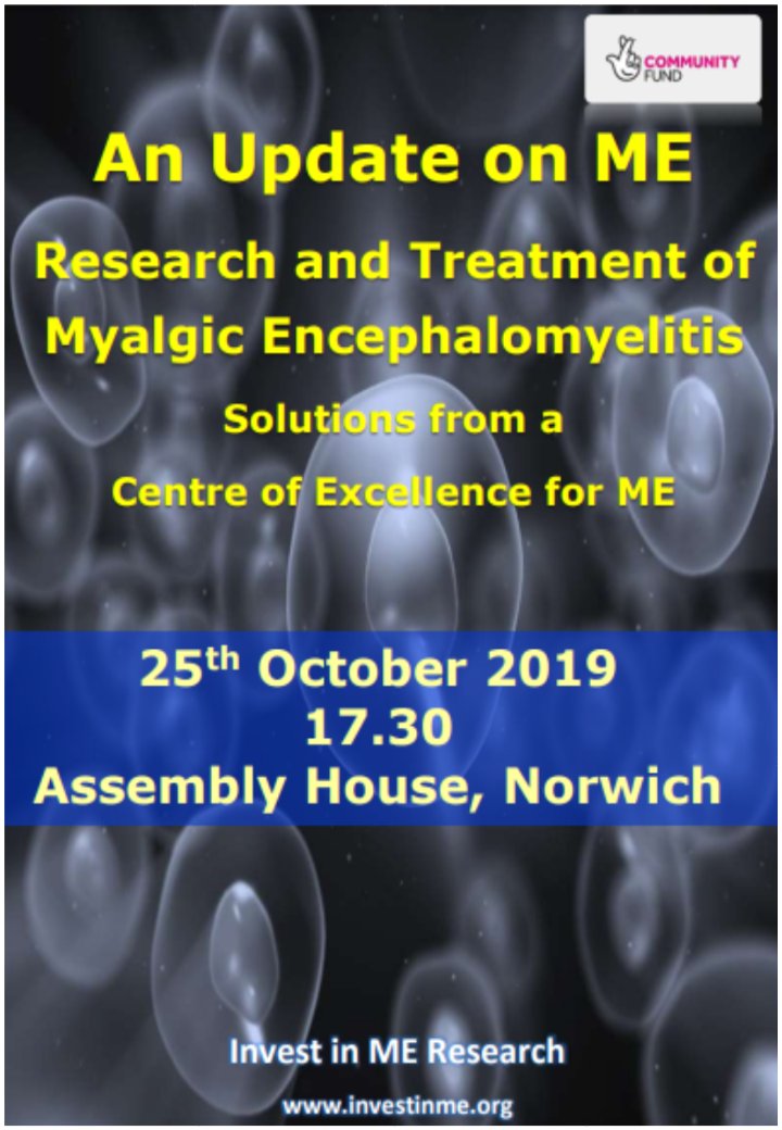 Invest_in_ME's tweet photo. Register for the free Update on ME Research event
in #Norwich on 25th October during #NorwichScience Festival Week

Participating - @TheQuadram, @uniofeastanglia, Norfolk and Waveney CCG, @EUROMEALL and @_noisolation 
https://t.co/5flMYtwMVy
#mecfs #research #CofEforME https://t.co/24TSFV5sQs