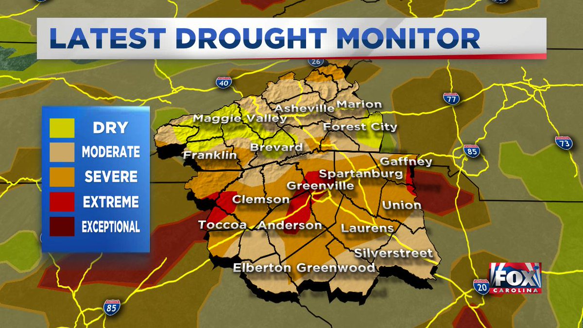 Ugh. Newest drought information places Greenville in a D3 (extreme!) drought. 

The latest forecast doesn't offer up much rain either: foxcarolina.com/weather