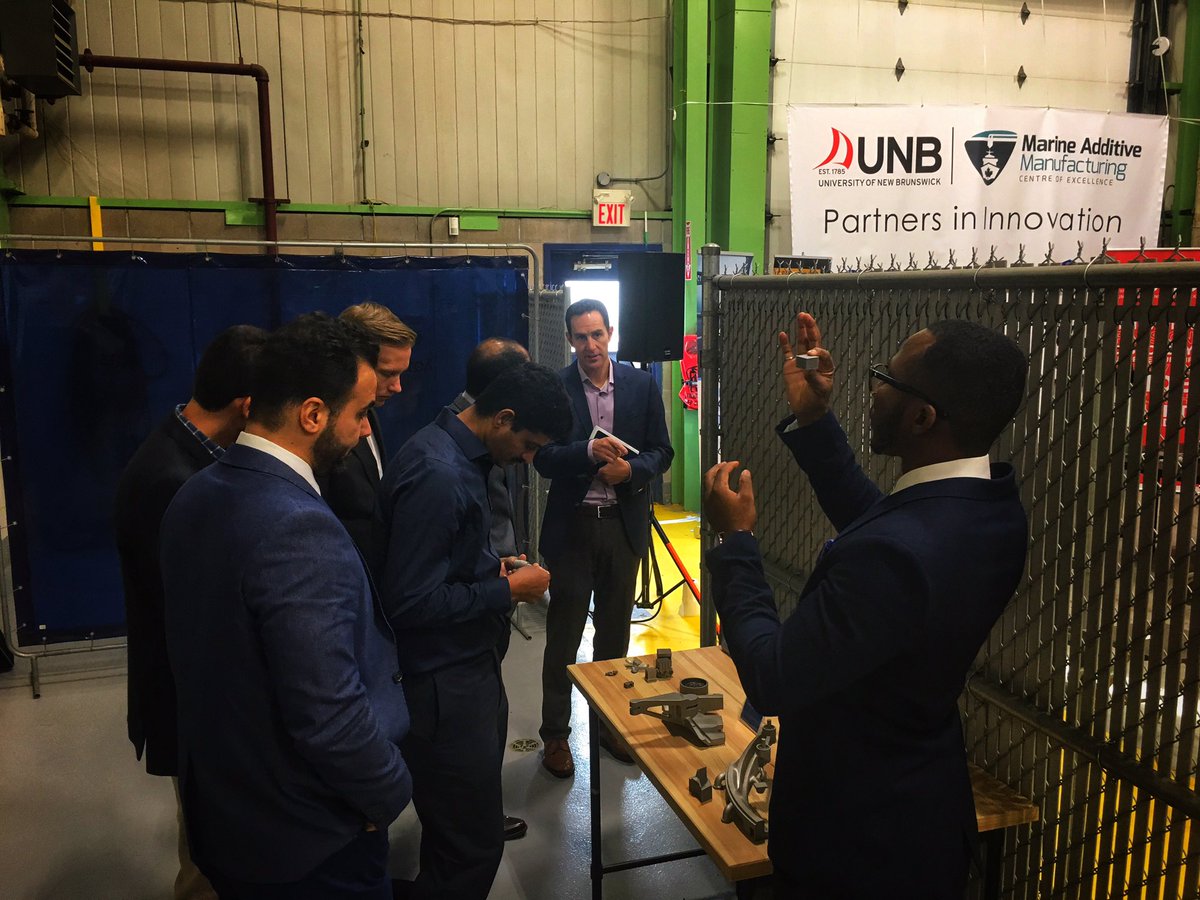 UNB's tweet photo. We’re excited to be at the Marine Additive Manufacturing Centre of Excellence’s metal 3D printing site for the Unveiling of New Technology. @GE_Canada @jdirvinglimited @myNBCC @NSCCNews @CCNBOfficiel @NB_Innovation #MAMCE https://t.co/BAxxu6RwAs