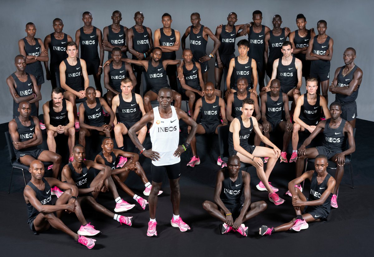 jgault13's tweet photo. Eliud Kipchoge has quite the pace team for his attempt to break 2:00 for the marathon distance on Saturday.

📷: Bob Martin for the INEOS 1:59 Challenge https://t.co/i2CmKjkvf4