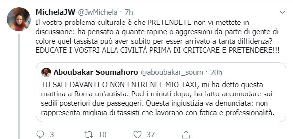 VujaBoskov's tweet photo. comunque io trovato risposta, signora è semplicemente razzista che pensa che persone "di colore" è più pericolose di altre https://t.co/T8XQDGItj0