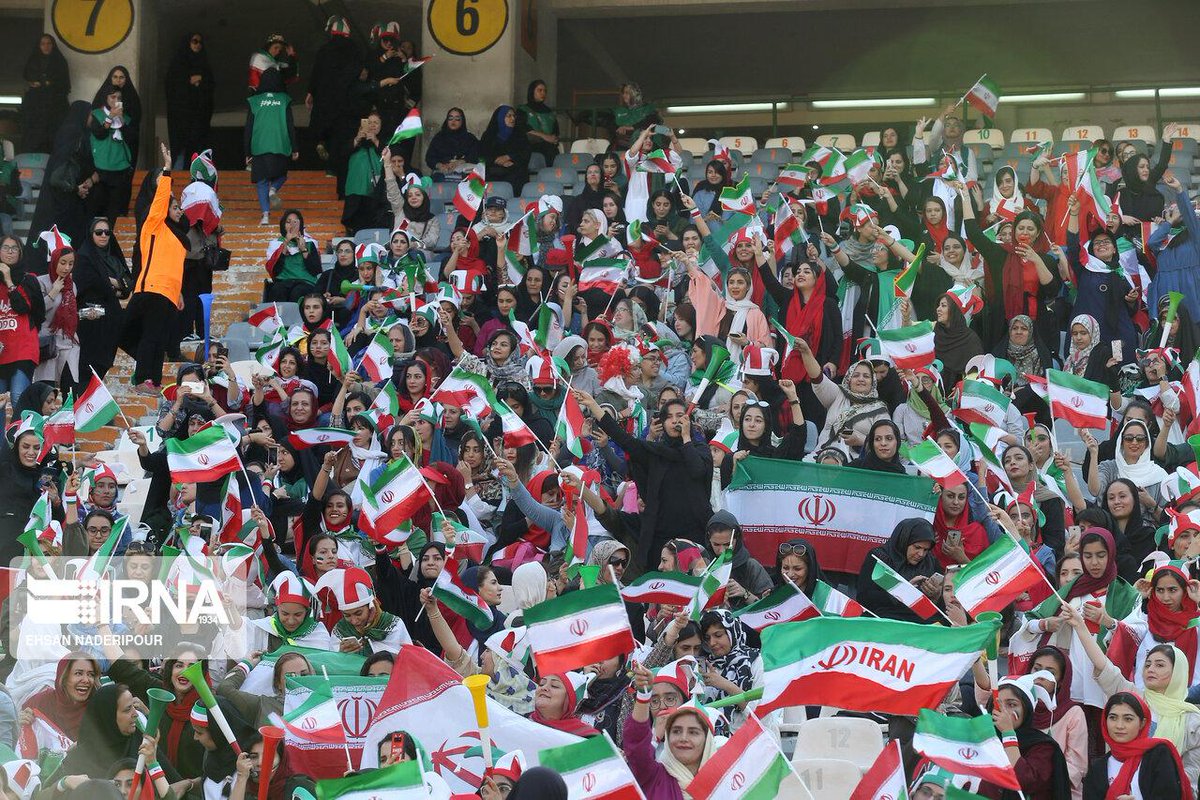 KianSharifi's tweet photo. #Iran is playing #Cambodia in Tehran in less than an hour, but it is women in Azadi Stadium that have stolen the show. Allowed to watch an official game in a stadium for the first time since 1979, Iranian women will get to cheer loud &amp; proud for their team.

#با_من_به_ورزشگاه_بیا https://t.co/WCkUS7To67