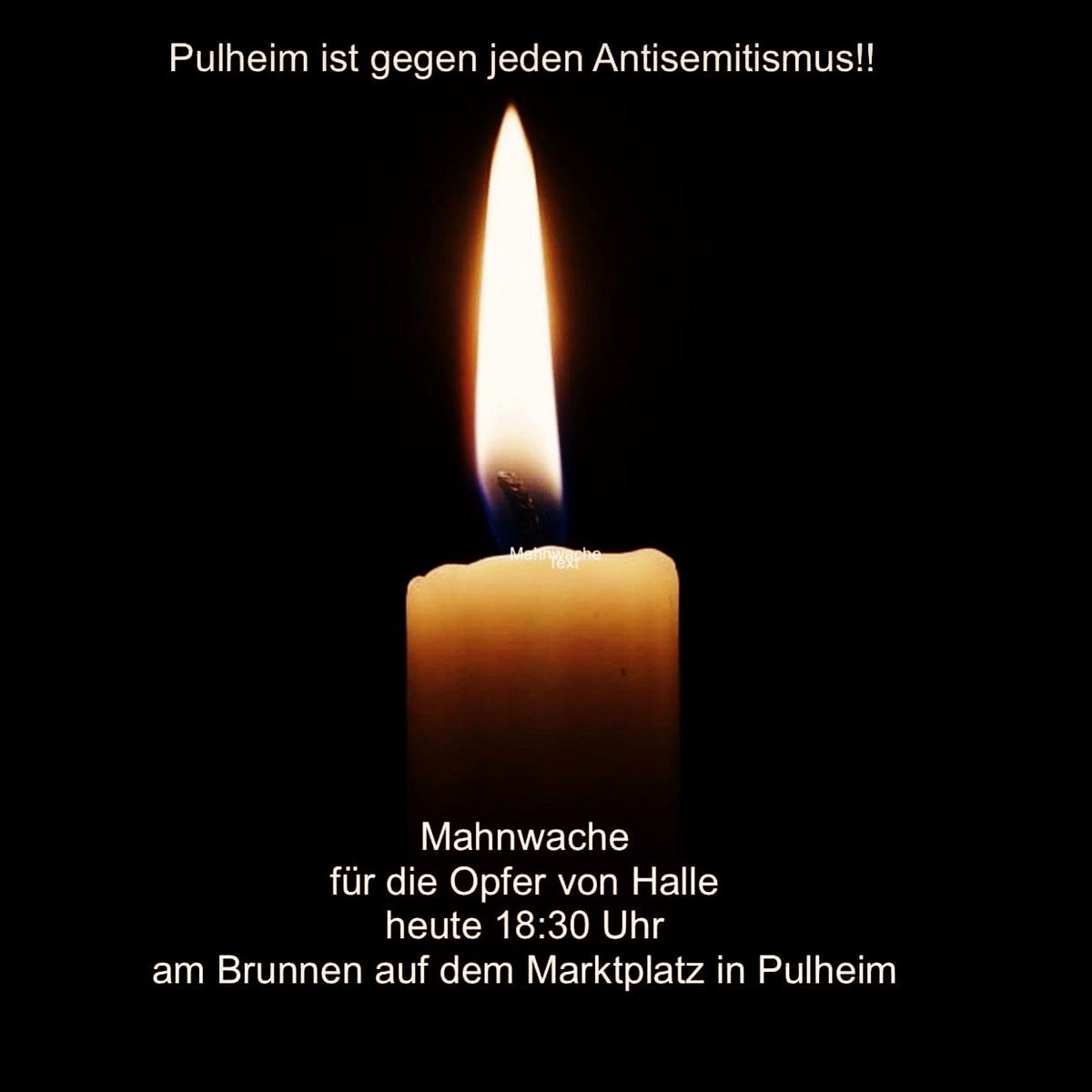 PulheimSPD's tweet photo. Heute Nachmittag! Ganz spontan. Wir und die anderen demokratischen Parteien in #Pulheim. Zusammen! Gegen #Antisemitismus und Rechts.

🗓 10. Oktober 2019, um 18.30 Uhr auf dem Marktplatz. ⏰

Kommt ihr auch? Los, zeigt bitte  auf dieser Mahnwache Gesicht!

#Gegenhalten #Halle https://t.co/fvheKksbu6