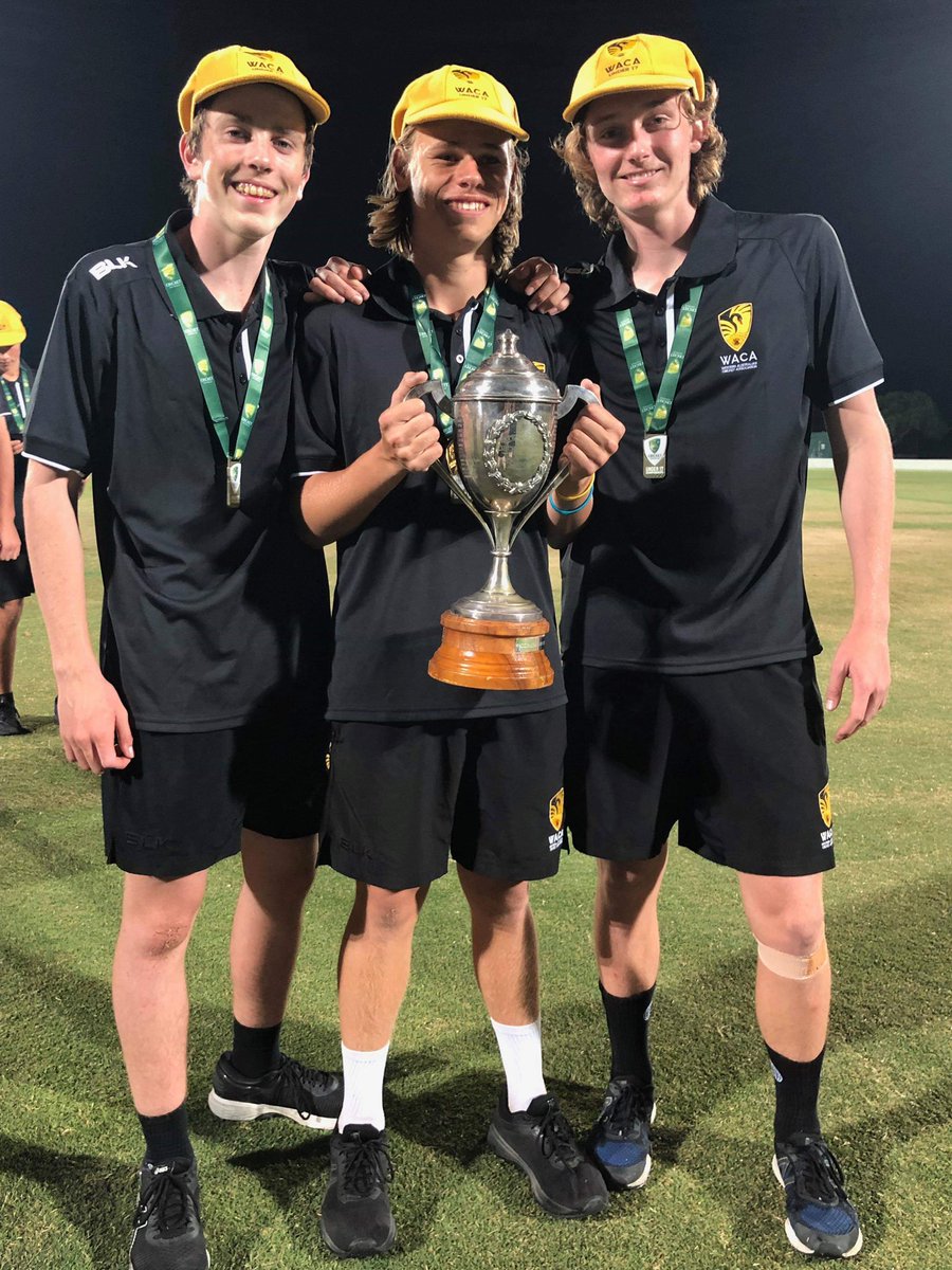 BenCameron23's tweet photo. Proud of my little mate Cooper Connolly. Was a little punk when I was playing cricket with his Dad. Always begging me to throw him balls & hit him catches. Now has captained WA to an U17s national title. Player of the tournament and the finals.
#TreesAreGreen https://t.co/luh8EnHvvW